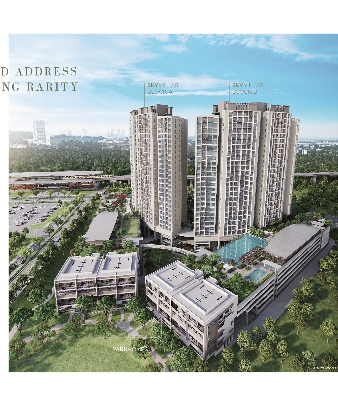 Aerial view of Linari Kwasa Damansara beside the MRT station